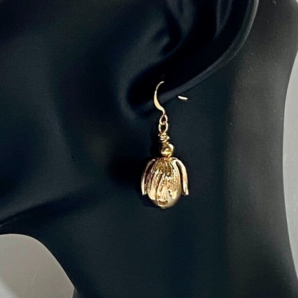 Bronze Austrian Crystal Pearl Earrings - Picture 4 of 8